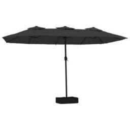 Berkfield Double-Head Garden Parasol Black 449X245 Cm - thumbnail 2