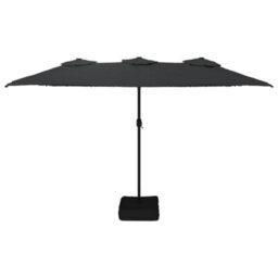 Berkfield Double-Head Garden Parasol Black 449X245 Cm - thumbnail 3