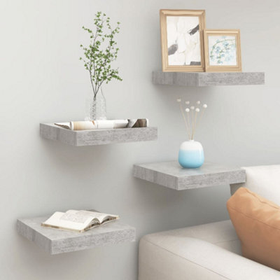 Berkfield Floating Wall Shelves 4 Pcs Concrete Grey 23X23.5X3.8 Cm Mdf - image 1
