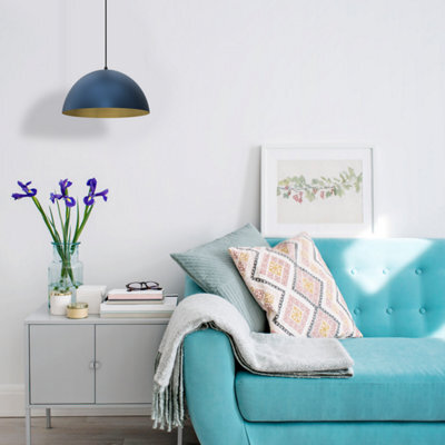 Milagro Pendant Light Beta Navy Blue/gold 1Xe27 35Cm - image 1