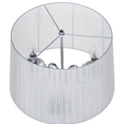 Beliani Floor Lamp 170Cm - White Polycotton Drum Shade With Crystal Beads, Silver Base - thumbnail 5