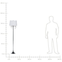 Beliani Floor Lamp 170Cm - White Polycotton Drum Shade With Crystal Beads, Silver Base - thumbnail 9
