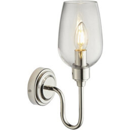 Loops Bright Nickel Dimmable Wall Light - Clear Glass Shade - 6W Led E14 Candle