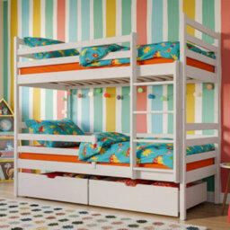 Nemo Children Room Bunk Bed Wooden Frame Abs Edge Finish Split Into Two Beds With Ladder 188X87X161Cm Cashmere - thumbnail 1