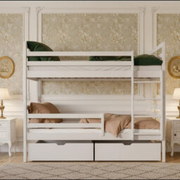 Nemo Children Room Bunk Bed Wooden Frame Abs Edge Finish Split Into Two Beds With Ladder 188X87X161Cm Cashmere - thumbnail 2