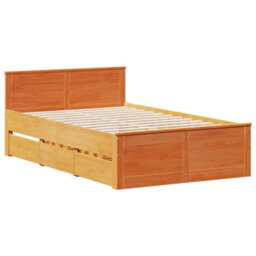 Berkfield Bed Frame Without Mattress With Headboard Wax Brown 120X200 Cm Solid Wood Pine - thumbnail 3