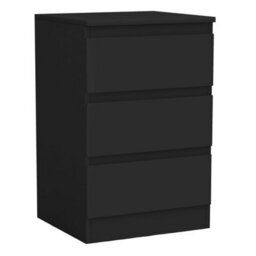 Urbn-Living Urbnliving 62Cm Height Black 3 Drawer High Wooden Bedroom Chest Cabinet No Handle Drawer Storage - thumbnail 4