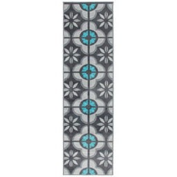 Bravich Hard Wearing Hessian Backed Stair Runner Kitchen Mat - Texas Blue & Grey Floral - 60X150Cm (2'x5') - thumbnail 5
