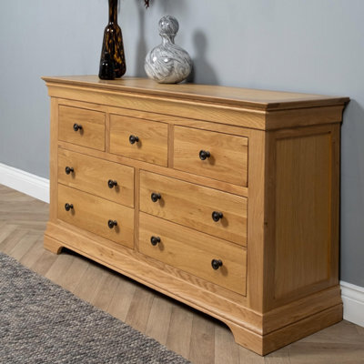 Elm Home And Products Elm Home And Garden Quality Oak 3 Over 4 Chest Of Drawers Fully Assembled - image 1