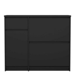 Wyld Haus Budapest Matt Black Wooden Shoe Cabinet 3 Doors 1 Drawer - thumbnail 6