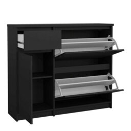 Wyld Haus Budapest Matt Black Wooden Shoe Cabinet 3 Doors 1 Drawer - thumbnail 8