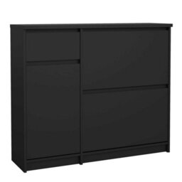 Wyld Haus Budapest Matt Black Wooden Shoe Cabinet 3 Doors 1 Drawer - thumbnail 5