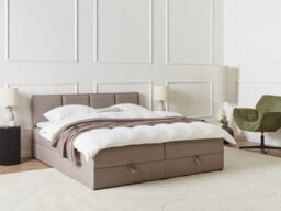 Beliani Divan Bed With Storage Fabric Baronet 180 X 200 Cm (Eu Super King) Taupe - thumbnail 2
