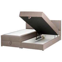 Beliani Divan Bed With Storage Fabric Baronet 180 X 200 Cm (Eu Super King) Taupe - thumbnail 1