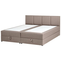 Beliani Divan Bed With Storage Fabric Baronet 180 X 200 Cm (Eu Super King) Taupe - thumbnail 5