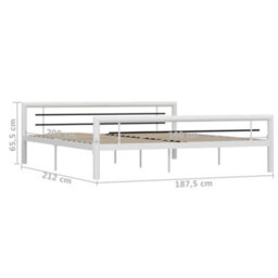 Berkfield Bed Frame White And Black Metal 180X200 Cm 6Ft Super King - thumbnail 6