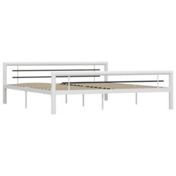 Berkfield Bed Frame White And Black Metal 180X200 Cm 6Ft Super King - thumbnail 2