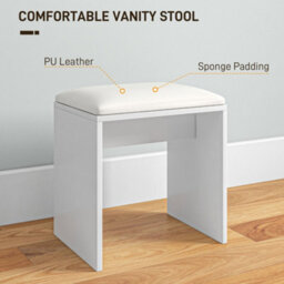 Homcom Dressing Table With Mirror And Stool, Makeup Desk For Bedroom, White - thumbnail 7
