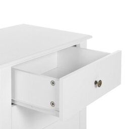 Wyld And Coco Scandihome Three-Drawer Bedside Table White Mdf, Cabriole Legs, Medium - thumbnail 6