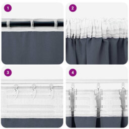 Berkfield Curtains With Curtains 2 Pcs Anthracite 260 X 140 Cm Polyester - thumbnail 6