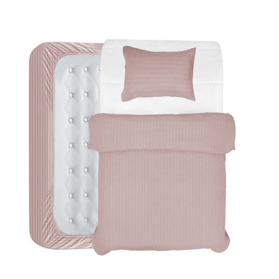 Aspire Homeware Peach Duvet Cover Complete Set, Reversible Modern Bedding Set, Single (L)200Cm X (W)135Cm - image 1
