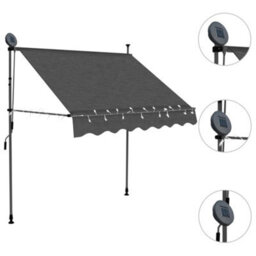 Berkfield Manual Retractable Awning With Led 100 Cm Anthracite - thumbnail 3