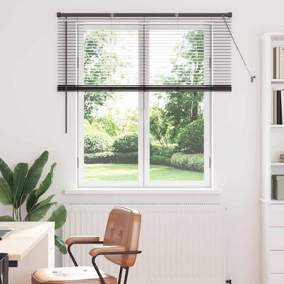 Berkfield Window Blind With Curtains Manual Black Aluminium - image 1