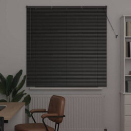 Berkfield Window Blind With Curtains Manual Black Aluminium - thumbnail 3