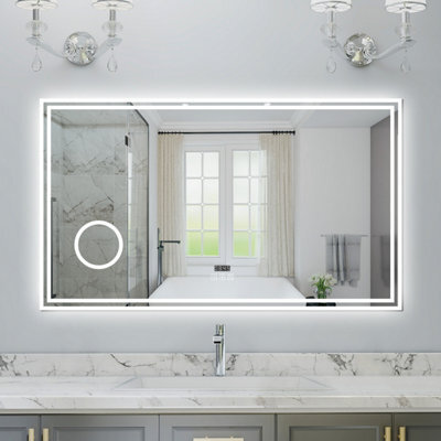 Probaty Bathrooms 100X60Cm 3-Color Dimmable Led Mirror With Bluetooth,clock And Magnifier,memory Function,anti-Fog,wall Vanity - image 1