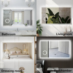 Probaty Bathrooms 100X60Cm 3-Color Dimmable Led Mirror With Bluetooth,clock And Magnifier,memory Function,anti-Fog,wall Vanity - thumbnail 5