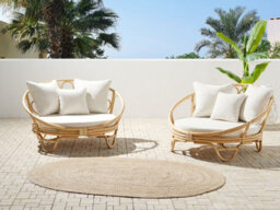 Beliani Set Of 2 Garden Daybeds Rossano Rattan Natural - thumbnail 2