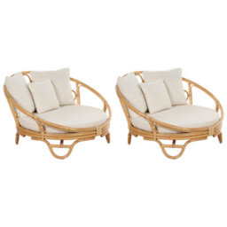 Beliani Set Of 2 Garden Daybeds Rossano Rattan Natural - thumbnail 1