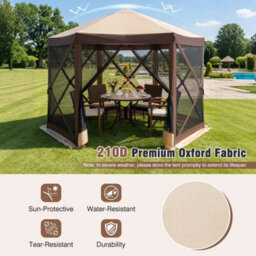 Foldable Hexagonal Gazebo With 6Net Sides - thumbnail 4