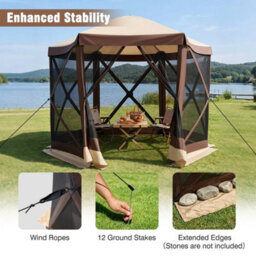 Foldable Hexagonal Gazebo With 6Net Sides - thumbnail 5