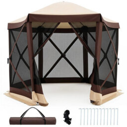 Foldable Hexagonal Gazebo With 6Net Sides - thumbnail 1