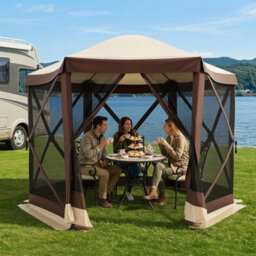 Foldable Hexagonal Gazebo With 6Net Sides - thumbnail 3