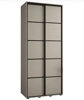 Arte Elegant Dakota Iv Sliding Door Wardrobe W1200mm H2350mm D600mm With Mirrored Door In Cashmere & Black Finish - image 1