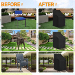 65 X 65 X 120/80 (H) Cm-Waterproof Stacking Chair Cover, Heavy Duty Outdoor Patio Furniture Protection - thumbnail 4