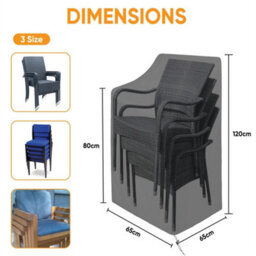 65 X 65 X 120/80 (H) Cm-Waterproof Stacking Chair Cover, Heavy Duty Outdoor Patio Furniture Protection - thumbnail 2