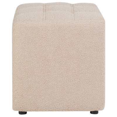 Wyld and Coco Beige Boucle Footstool 38 X 38 Cm Square Ottoman, Multifunctional Seat For Living Room And Bedroom - image 1