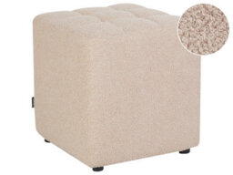 Wyld and Coco Beige Boucle Footstool 38 X 38 Cm Square Ottoman, Multifunctional Seat For Living Room And Bedroom - thumbnail 3