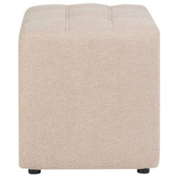 Wyld and Coco Beige Boucle Footstool 38 X 38 Cm Square Ottoman, Multifunctional Seat For Living Room And Bedroom - thumbnail 1