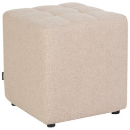 Wyld and Coco Beige Boucle Footstool 38 X 38 Cm Square Ottoman, Multifunctional Seat For Living Room And Bedroom - thumbnail 4