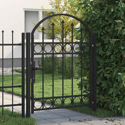 Walplus Fence Gate With Arched Top Steel 104X125 Cm Black - image 1