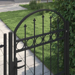 Walplus Fence Gate With Arched Top Steel 104X125 Cm Black - thumbnail 3