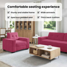 Vidaxl Sofa Set With Cushion 3 Pcs Wine Red 221 X 78 X 80 Cm Velvet - thumbnail 8