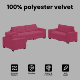 Vidaxl Sofa Set With Cushion 3 Pcs Wine Red 221 X 78 X 80 Cm Velvet - thumbnail 7