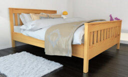 Nodax Double Bed Frame, F16, Solid Pine Wood, Easy Assembly, Sturdy Slats & Extra Support Legs, 4Ft 6In, Alder Finish - thumbnail 2