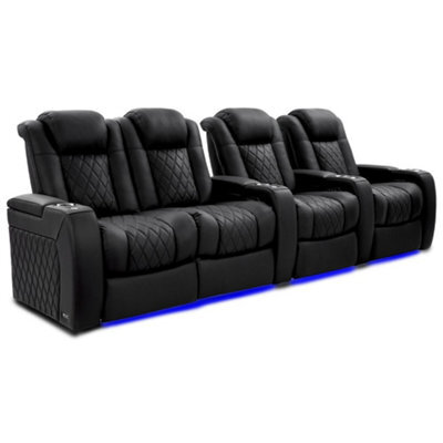 Valencia Tuscany Ultimate Luxury Edition Home Theater Recliner Row Of 4 Loveseat Left Onyx Semi Aniline Leather - image 1