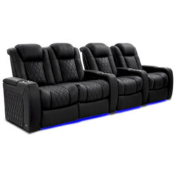 Valencia Tuscany Ultimate Luxury Edition Home Theater Recliner Row Of 4 Loveseat Left Onyx Semi Aniline Leather - thumbnail 1